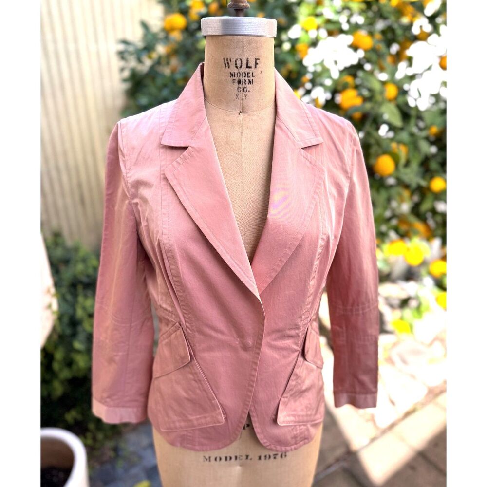 Kaufmanfranco Peach Coral Silk Cotton Fitted One Button Blazer SZ IT 44 = US 4